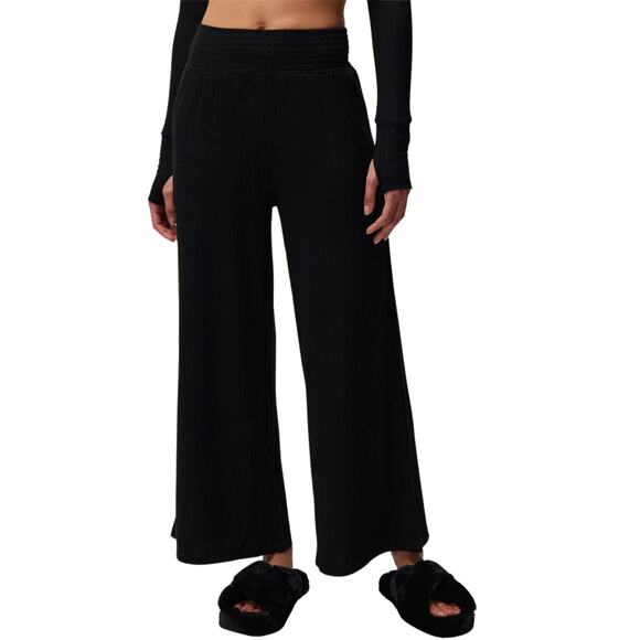 NWOT Spiritual Gangster Harmony Rib Wide Leg Pants | Black | Size XL - Picture 1 of 6